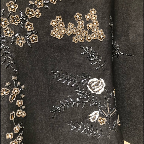 Dark denim stud and embellished skirt.  A-line - Picture 5 of 12